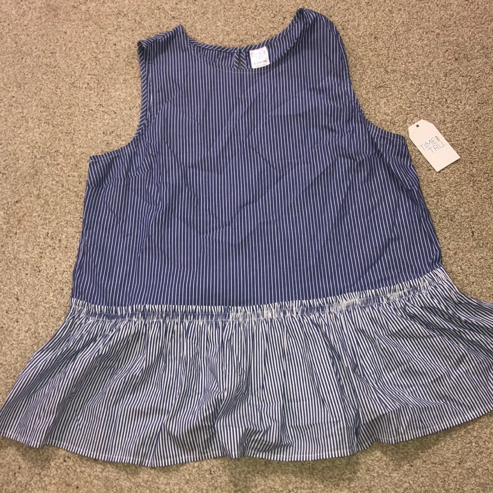 Blue and White Striped Tank